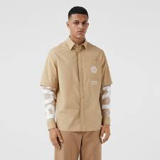 Globe Graphic Cotton Oversized Shirt Men Burberry