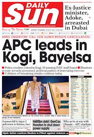 The sun has been a campaigning newspaper since its inception and continues to be so today, with recent reporting focusing on the plight of refuge shelters for abused women and on male suicide. Today S Cover The Sun Nigeria