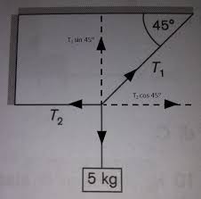 Mencari informasi terkait contoh soal tegangan tali t1 dan t2. Hitung Besar Gaya Tegangan Tali T1 Dan T2 Jika Digantungi Beban 5 Kg Pada Soal Berikut Brainly Co Id
