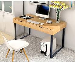 Okbop Modern Writing Desk 47 Laptop Computer Desk Small Home Office Desk With 2 Drawer Wood Student Stud In 2020 Small Home Office Desk Study Table Computer Table