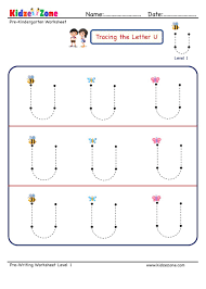 letter u tracing worksheet big font kidzezone