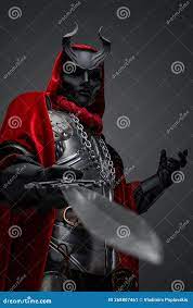 Medieval Dark Knight with Horned Mask Holding Sword Stock Image - Image of  medieval, fantasy: 268807461