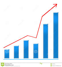 Growing Blue Bar Chart And Rising Arrow Stock Illustration