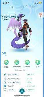 Ok la looks clean and professional 5:48 ME ..! 76 FRIENDS 438 PARTY  YellowDevilBet Yellow & Articuno R 50 LEVEL BUDDY HISTORY SCRAPBOOK JOURNAL  STYLE TOTAL TOTALACTIVITY Distance Walked 9,707.5 km Pokémon