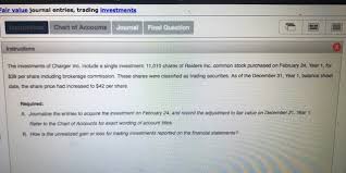 solved fair value journal entries trading investments in