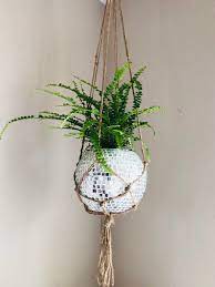 Disco Ball Macrame Hanging Planter 6 10mm Tiles Plant Etsy In 2021 Macrame Hanging Planter Disco Ball Hanging Planters