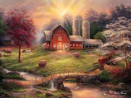 Farm Painting Country Art Tractor Artwork Painting Of Red Barn Farm Art Cow Painting Spring Ar Farm Paintings Farm Art Beautiful Landscape Paintings