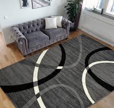 This rug blends vintage with modern by taking the geometric shapes of the past and presenting them in a modern, striped fashion with alternating shades of light and dark gray. Hr Geometric Stripes Area Rug 8x10 7 5 X 10 5 Oval Pattern Modern Black Grey Carpet Comfy Shed Free Stain Resistant Walmart Com Walmart Com