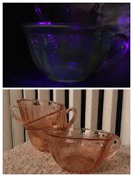 What makes an object visible is the way it deflects visible light waves. I Found My First Pink Uranium Glass These Princess Pattern Teacups Have A Very Faint Green Glow So There Probably Isn T Much Uranium Content But I Love The Peachy Pink Color In
