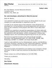 Job application cover letter for web designer Web Developer Cover Letter Sample
