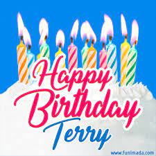 Happy birthday terry is a english album released on mar 2008. Happy Birthday Gif For Terry With Birthday Cake And Lit Candles Download On Funimada Com