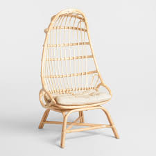 Natural Rattan Fallon Cocoon Chair With Cushion By World Market In 2020 Rattan Chair Swinging Chair Chair