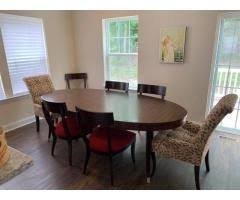 Ethan Allen Hathaway Oval Dining Table With 2 Leaves Amp 8 Chairs Dining Table Chairs Dining Table Klismos Dining Chair