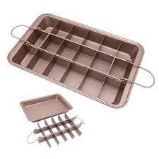 For optimal 12 brownie yield, use 18.3 oz. Non Stick Brownie Pans With Dividers Divided Brownie Baking Tray With Grips For Oven Baking Slice Solutions Cake Bakeware Square Baking Pan With Built In Slicer 12 By 8 Inches Champagne Buy Online At Best Price In Uae Amazon Ae