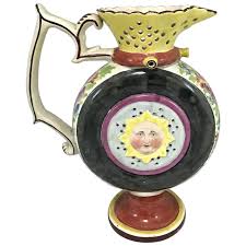 Bristol Pottery Polychrome Puzzle Jug Decorated by William Fifield