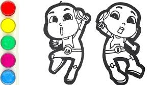 Dari gambar diatas juga terdapat sebuah background yang bisa anda warnai. Gambar Upin Dan Ipin Hitam Putih