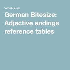 German Bitesize Adjective Endings Reference Tables Adjectives German Adverbs
