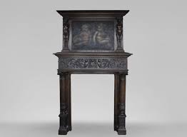 Antique Neo Renaissance Fireplace In Oak With A Painting With Two Putti Wood Architectural Antiques Renaissance Antiques