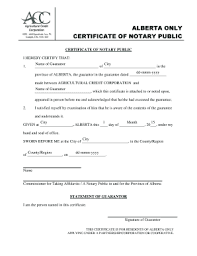 Kansas notary acknowledgement forms are documents providing written proof that a document documents in need of an acknowledgement can be signed. Fillable Online Alberta Only Certificate Of Notary Public Fax Email Print Pdffiller