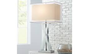 Uttermost lowell aged bronze buffet table lamp. Proxima Modern Contemporary Table Lamp X Shaped Chrome Silver Metal Base White Rectangular Double Shade Decor For Living Room Bedroom House Bedside Nightstand Home Office Family Possini Euro Design Amazon Com
