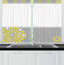( 4.9 ) out of 5 stars 17 ratings , based on 17 reviews current price $15.99 $ 15. Amazon Com Ambesonne Grey And Yellow Kitchen Curtains Modern Futuristic Border With Geometric Flower Frame Window Drapes 2 Panel Set For Kitchen Cafe Decor 55 X 39 Grey Marigold Home Kitchen
