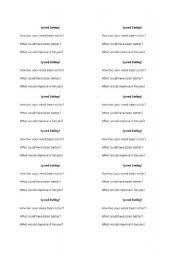 A probing question that will open up the communication. English Worksheets Speed Dating Questions