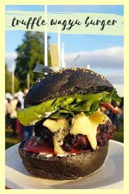 Truffle Wagyu Burger On Charcoal Bun From Mews Of Mayfair Truffle Wagyu Burger Charcoalbun Mewsofmayfair Cheeseburger Wagyu Burger Burger Wagyu
