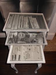 Refurbished Nest Of Tables Annie Sloan White Grey Paint Glass Top Shabby Chic Ebay Shabby Chic Furniture Decoupage Furniture Diy Patio Table