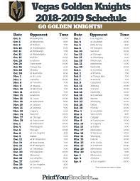 Nhl team page for vegas golden knights provided by vegasinsider.com, along with more hockey information for your sports gaming and betting needs. Printable 2018 2019 Vegas Golden Knights Hockey Schedule Golden Knights Hockey Vegas Golden Knights Golden Knights