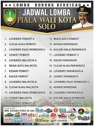 Semua pertandingan nantinya akan disiarkan indosiar dan live streaming vidio.com. Lomba Burung Berkicau Piala Wali Kota Solo Minggu 28 Januari 2018 Om Kicau