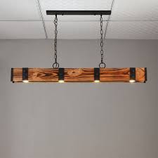 Rowen Industrial Loft Style 4 Light Led Linear Rust Wood Metal Island Pendant Light In 2020 Wood Metal Island Island Pendant Lights Basement Lighting