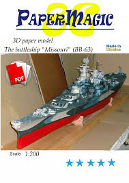 The Battleship Missouri Vv 63paper Model Kit3d Etsy Paper Models Battleship Missouri Free Paper Models