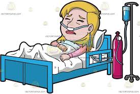 A Female Patient Confined In The Hospital Medical Wallpaper Blue Bedding Children Illustration