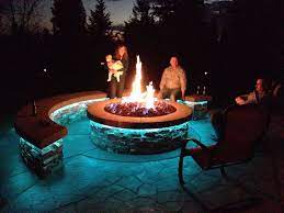 Awesome Outdoor Fire Pit Finally Completed With Lava Rock And Natural Gas Fire Pit Lighting Outside Fire Pits Outdoor Fire Pit