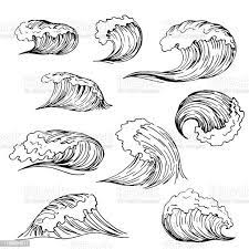 Set Of Wave Drawing Stock Illustration - Download Image Now - Wave - Water,  Wave Pattern, Drawing - Art Product - Istock