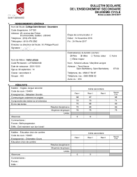 PDF) BULLETIN SCOLAIRE DE L'ENSEIGNEMENT SECONDAIRE