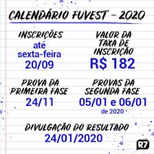 O período de inscrição será de 31 de agosto até às 12h de 23 de outubro, no site da fuvest. Fuvest Ultimo Dia Para Fazer A Inscricao Para O Vestibular 2020 Noticias R7 Educacao