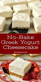 These No Bake Greek Yogurt Cheesecake Squares Are Creamy And Delicious With A Wonderful Tangy Sw Greek Yogurt Recipes Yogurt Dessert Recipes Healthy Cheesecake
