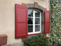 Volets Battants En Au Rouge Motorises Facade Maison Maison Volets Rouges