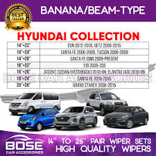 Hyundai elantra / elantra gt 2018, wiper blade by premium vision®. Hyundai Cars Banana Type Front Wiper Blade Collection For Accent Elantra Tucson Getz Eon Etc Shopee Philippines