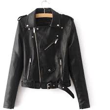 Shein Sheinside Black Faux Leather Belted Moto Jacket With Zipper 34 Liked On Leather Jackets Women Faux Leather Moto Jacket Leather Jacket Women Fashion
