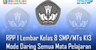 Rpp fiqih kelas vii mts semester 1, 2. Lengkap Rpp 1 Lembar Kelas 8 Smp Mts K13 Mode Daring Semua Mata Pelajaran Bospedia