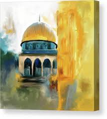The al aqsa mosque is in dark grey. Painting 691 1 Masjid Al Aqsa Canvas Print Canvas Art By Mawra Tahreem