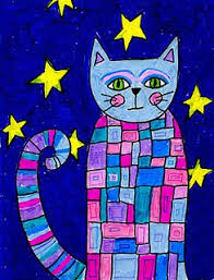 Pattern Cat Kids Art Projects Elementary Art Projects Animal Art Projects