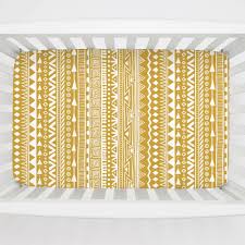 Mustard Boho Tribal Mini Fitted Crib Sheet Neutral Baby Bedding Small Size 24x38 Baby Shower Gift M Baby Bedding Neutral Boho Baby Bedding Mini Crib Sheets