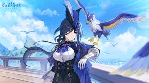Clorinde of Genshin Impact – Stunning HD Girl Wallpaper with Soaring Bird