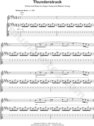 Second in longevity only to the stones, ac/dc has relentlessly been electrifying the stages of the world since 1973 with their unique take on high voltage rock 'n' roll. Ac Dc Thunderstruck Guitar Tab In B Major Download Print Sku Mn0107999