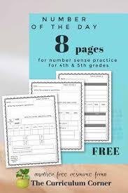 Number Of The Day Pages The Curriculum Corner 4 5 6