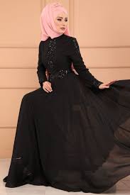 Modaselvim Abiye Pulpayet Sifon Abiye Ech7219 Siyah Abaya Dress Dresses Hijab Dress