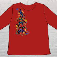 Sabaku Sunflower Totem 3/4 Sleeve Artwear T-Shirt | the-fat-finch